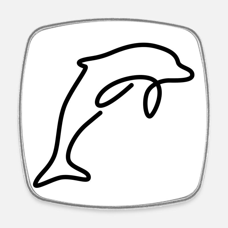 Delfin - Viereckiger Kühlschrankmagnet - Weiß