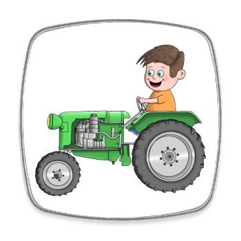 Traktor für Kinder - Viereckiger Kühlschrankmagnet - Weiß - Vorne