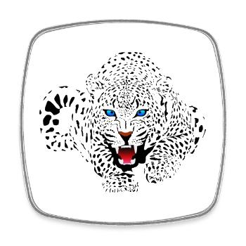 Jaguar with Blue Eyes about to attack - Square fridge magnet - white - Front