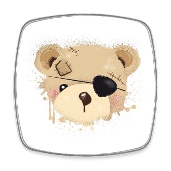 niedliches Piraten Teddy Graffiti mit Augenklappe - Viereckiger Kühlschrankmagnet - Weiß - Vorne