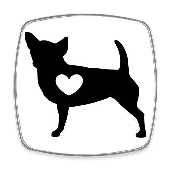 Chihuahua mit Herz - Viereckiger Kühlschrankmagnet - Weiß - Vorne
