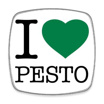 I LOVE PESTO Basilikum - Viereckiger Kühlschrankmagnet - Weiß - Vorne