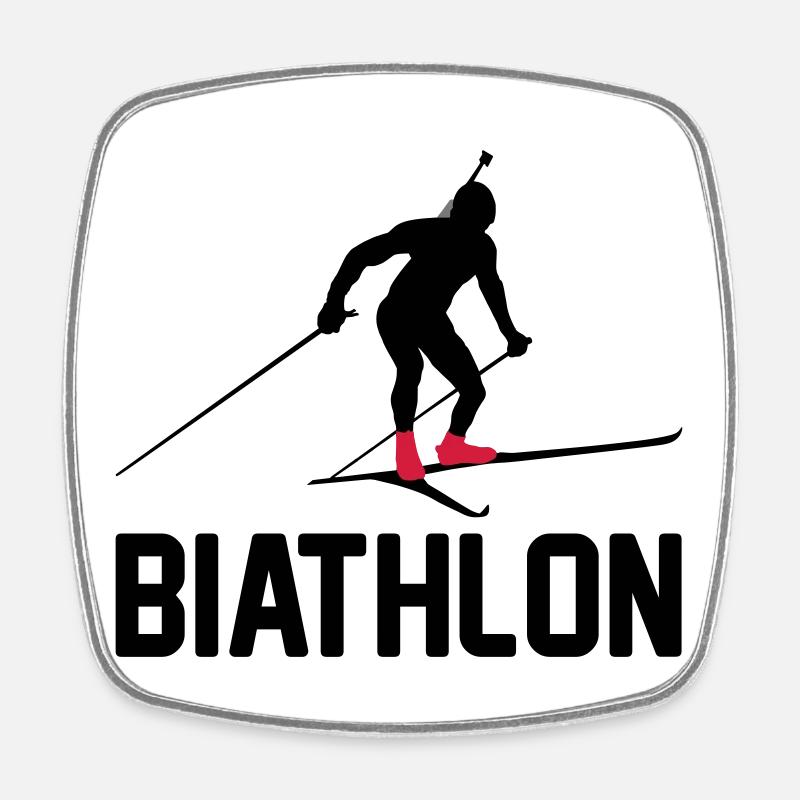 Biathlon - Magnet carré - blanc