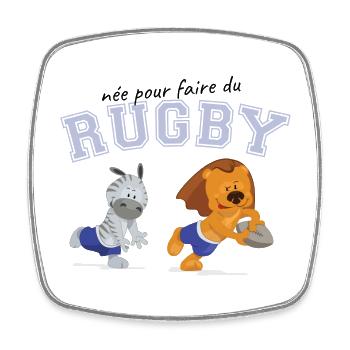 née pour jouer au rugby - Magnet carré - blanc - Devant