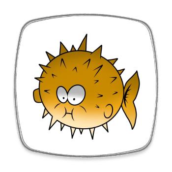 Kugelfisch - Viereckiger Kühlschrankmagnet - Weiß - Vorne