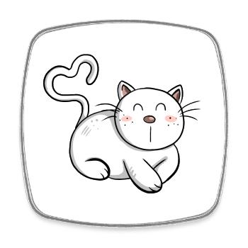 Cat Love I Cat Lover Gift I Cat Comic - Square fridge magnet - white - Front
