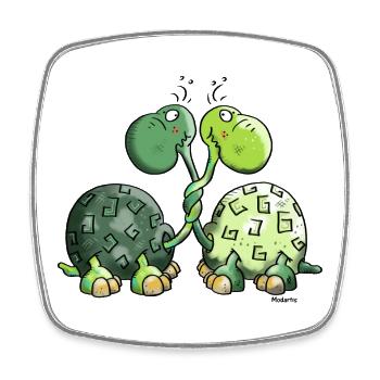 Süße Schildkröten - Schildkröte - Viereckiger Kühlschrankmagnet - Weiß - Vorne
