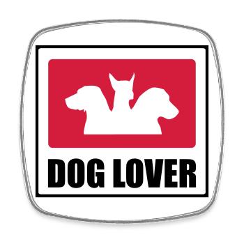 Dog Lover - Magnet carré - blanc - Devant