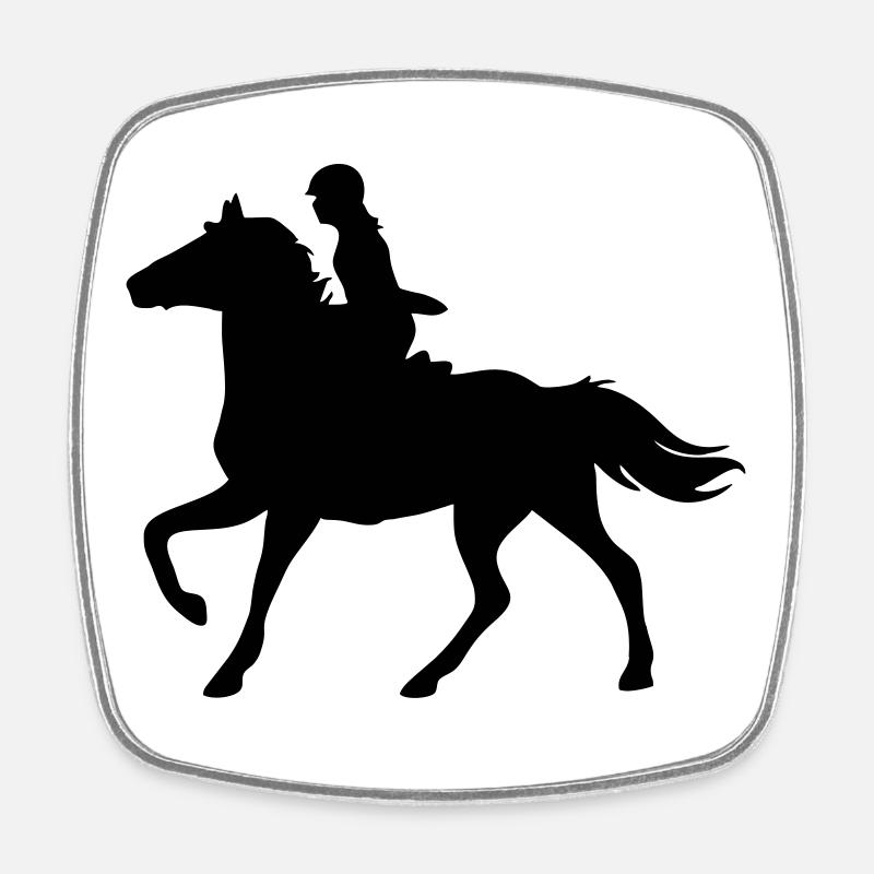 Mädchen mit Pferd - Viereckiger Kühlschrankmagnet - Weiß