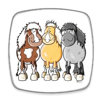 Mignon Poneys Shetland - Magnet carré - blanc - Devant