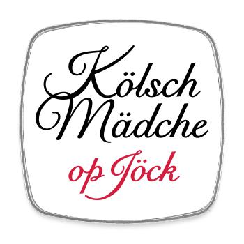 Kölsch Mädche op Jöck - Mädchen aus Köln unterwegs - Viereckiger Kühlschrankmagnet - Weiß - Vorne