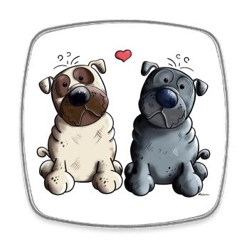 Lustige Möpse I Mops I Pug Love I Geschenk - Viereckiger Kühlschrankmagnet - Weiß - Vorne
