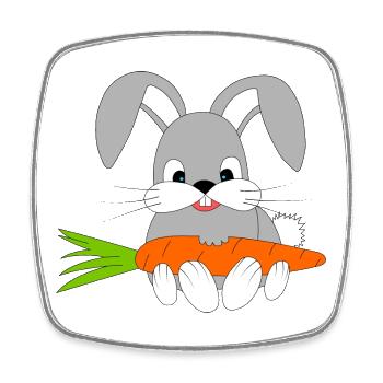 Fröhlicher Hase mit der Möhre - Viereckiger Kühlschrankmagnet - Weiß - Vorne