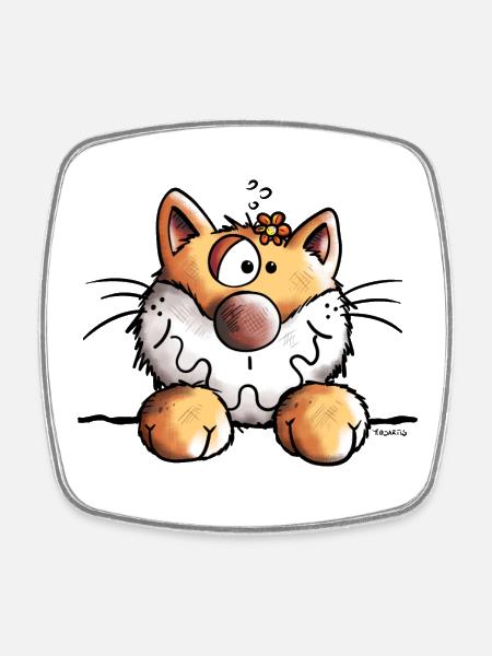 Mignon Chaton - Magnet carré - blanc