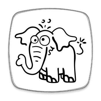 Knuffiger Elefant - Viereckiger Kühlschrankmagnet - Weiß - Vorne
