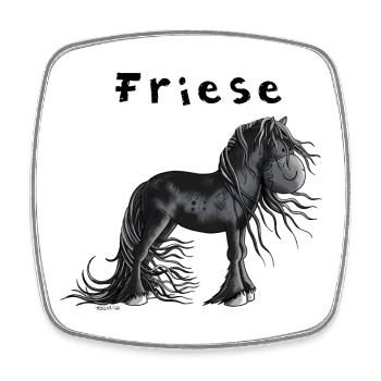 Niedliches Friesenpferd - Viereckiger Kühlschrankmagnet - Weiß - Vorne
