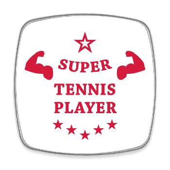 Tennis - Sport - Ball - Player - Game - Sportsman - Magnet carré - blanc - Devant