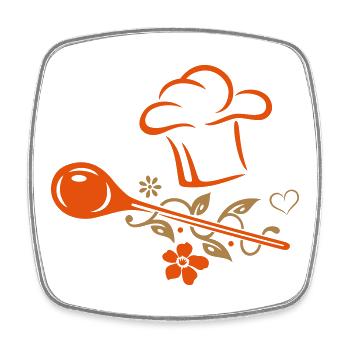 Healthy cooking, cooking hat with spoon - Square fridge magnet - white - Front