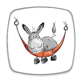 Relaxing Donkey - Comic - Cartoon - Magnet carré - blanc - Devant