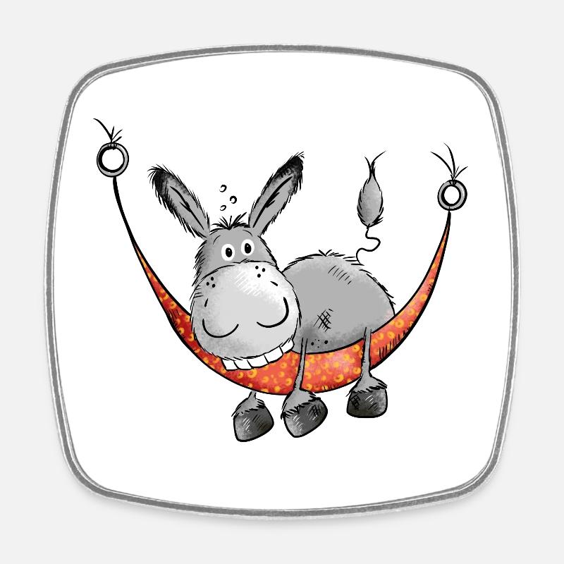 Relaxing Donkey - Comic - Cartoon - Square fridge magnet - white