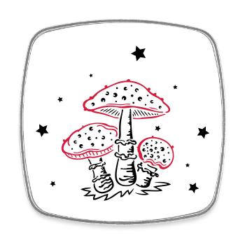 Champignons aux étoiles, automne - Magnet carré - blanc - Devant