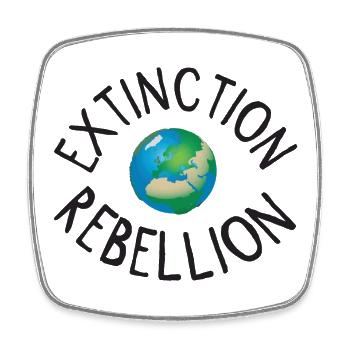 Extinction Rebellion Planet Erde schwarz - Viereckiger Kühlschrankmagnet - Weiß - Vorne