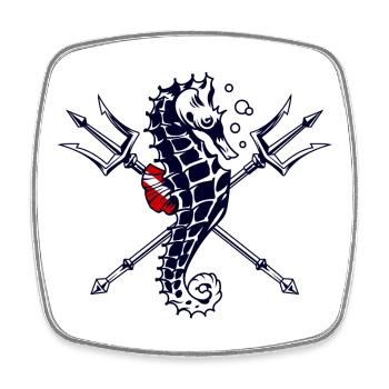 Scuba Diver Trident Seahorse - Square fridge magnet - white - Front
