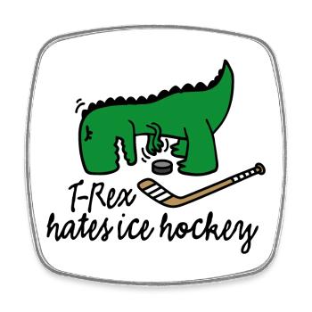 T-Rex hates ice hockey sur glace dinosaure - Magnet carré - blanc - Devant