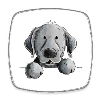 Glücklicher Schwarzer Labrador Retriever Hund - Viereckiger Kühlschrankmagnet - Weiß - Vorne