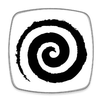 Schwarze Pinselstrich-Spirale - Viereckiger Kühlschrankmagnet - Weiß - Vorne