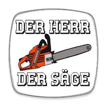 Motorsäge , Kaminholz , Der Herr der Säge (25) - Viereckiger Kühlschrankmagnet - Weiß - Vorne