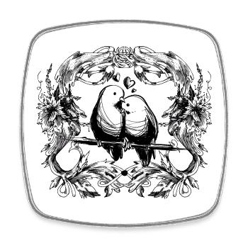 Lovebirds / love / relationship / birds / bird - Square fridge magnet - white - Front