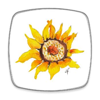 Sonnenblume Blüte - Viereckiger Kühlschrankmagnet - Weiß - Vorne