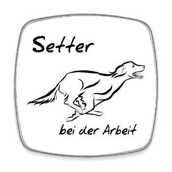 Setter bei der Arbeit - Viereckiger Kühlschrankmagnet - Weiß - Vorne