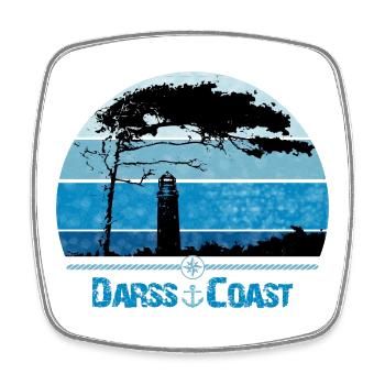 Darss Coast mit Windflüchter und Leuchtturm - Viereckiger Kühlschrankmagnet - Weiß - Vorne