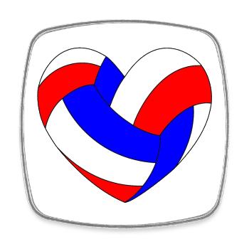 Volleyball Heart Blue White Red - Square fridge magnet - white - Front