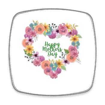 Blumenherz Muttertagsdesign - Viereckiger Kühlschrankmagnet - Weiß - Vorne