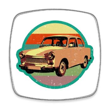 Design rétro Trabbi DDR cool en look usé - Magnet carré - blanc - Devant