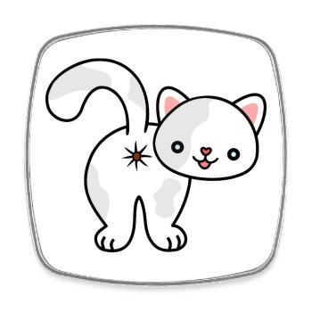 Kitten from behind, asshole, cat, kitten, ass - Square fridge magnet - white - Front