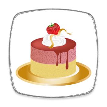 kleines Erdbeeren Törtchen mit Sahne und Blattgold - Viereckiger Kühlschrankmagnet - Weiß - Vorne
