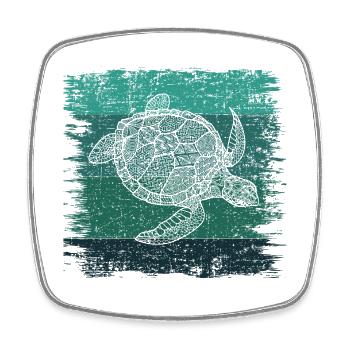 Schildkröte - Viereckiger Kühlschrankmagnet - Weiß - Vorne