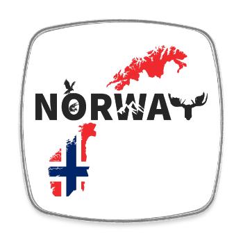 Norway map with flag and moose - Square fridge magnet - white - Front