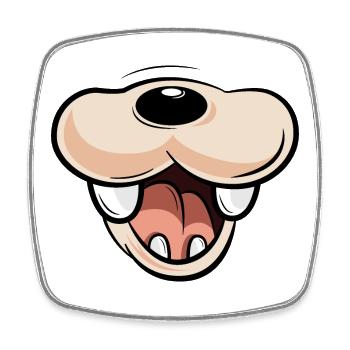 Masque Cartoon Dog Symbol Drôle Comique - Magnet carré - blanc - Devant