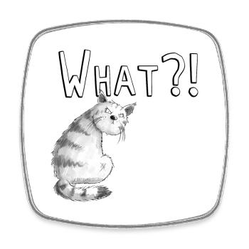 Annoyed cat I cat motif with saying I - Square fridge magnet - white - Front