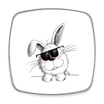 Cooler Hase Mit Sonnenbrille Hasenmotiv Kaninchen - Viereckiger Kühlschrankmagnet - Weiß - Vorne