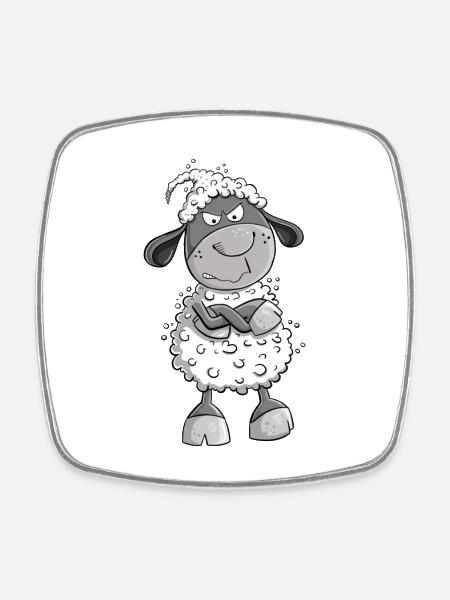 Nö Schaf I Nein Statement Comic Tiermotiv Fun - Viereckiger Kühlschrankmagnet - Weiß