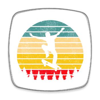 Skater Skateboard - Viereckiger Kühlschrankmagnet - Weiß - Vorne