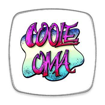 Coole Oma Grafiti Text handgezeichnet - Viereckiger Kühlschrankmagnet - Weiß - Vorne
