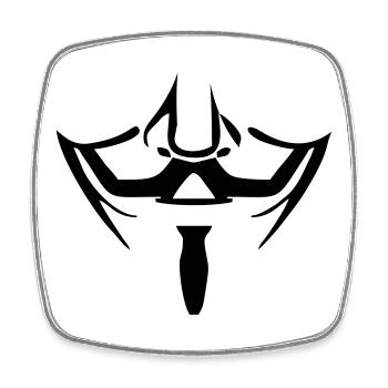 Anonymous Maske - Viereckiger Kühlschrankmagnet - Weiß - Vorne