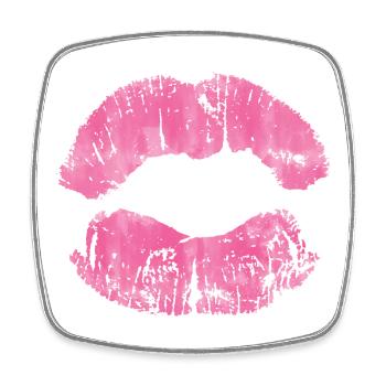 Pink Lip Kiss Print Art - Magnet carré - blanc - Devant
